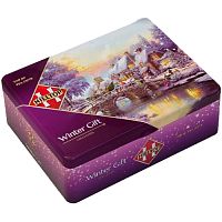 №493ч Чай Hilltop Шкатулка Новогодний пейзаж 200г (4 вида*50г)