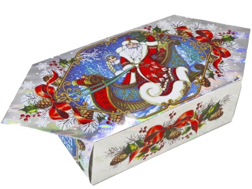 №388у Упаковка Конфетка Саночки (картон премиум) 400г