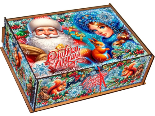 №627у Упаковка Шкатулка Белочка (дерево) 1100г